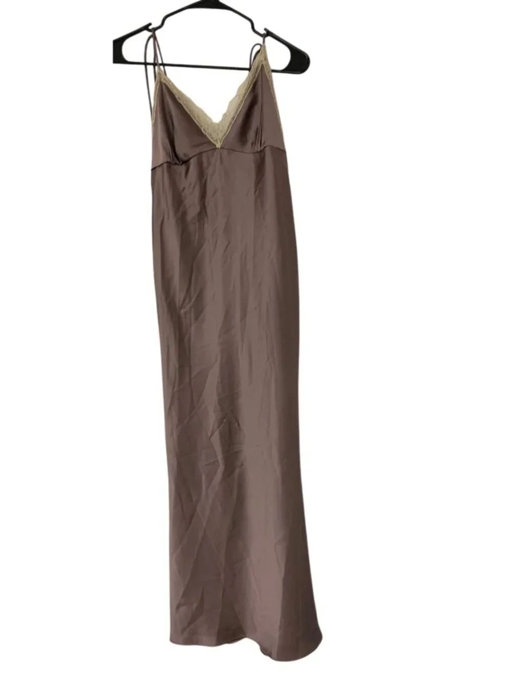 Zara Womens Lace Trim Satin Midi Dress Size M Mauve Purple V-Neck 8736/332 NWT - Picture 2 of 14
